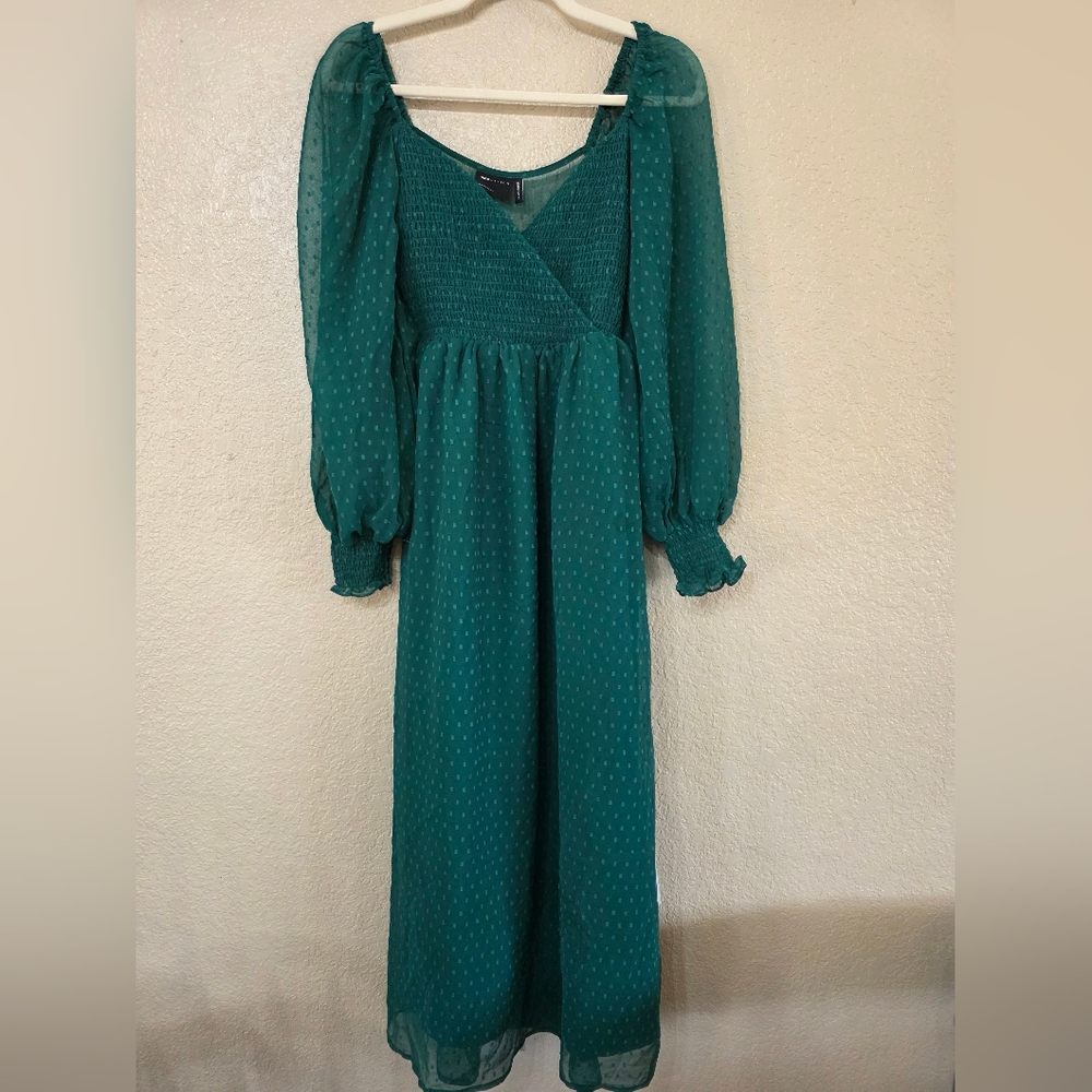 ASOS Emerald Puff Sleeve Evening Dress